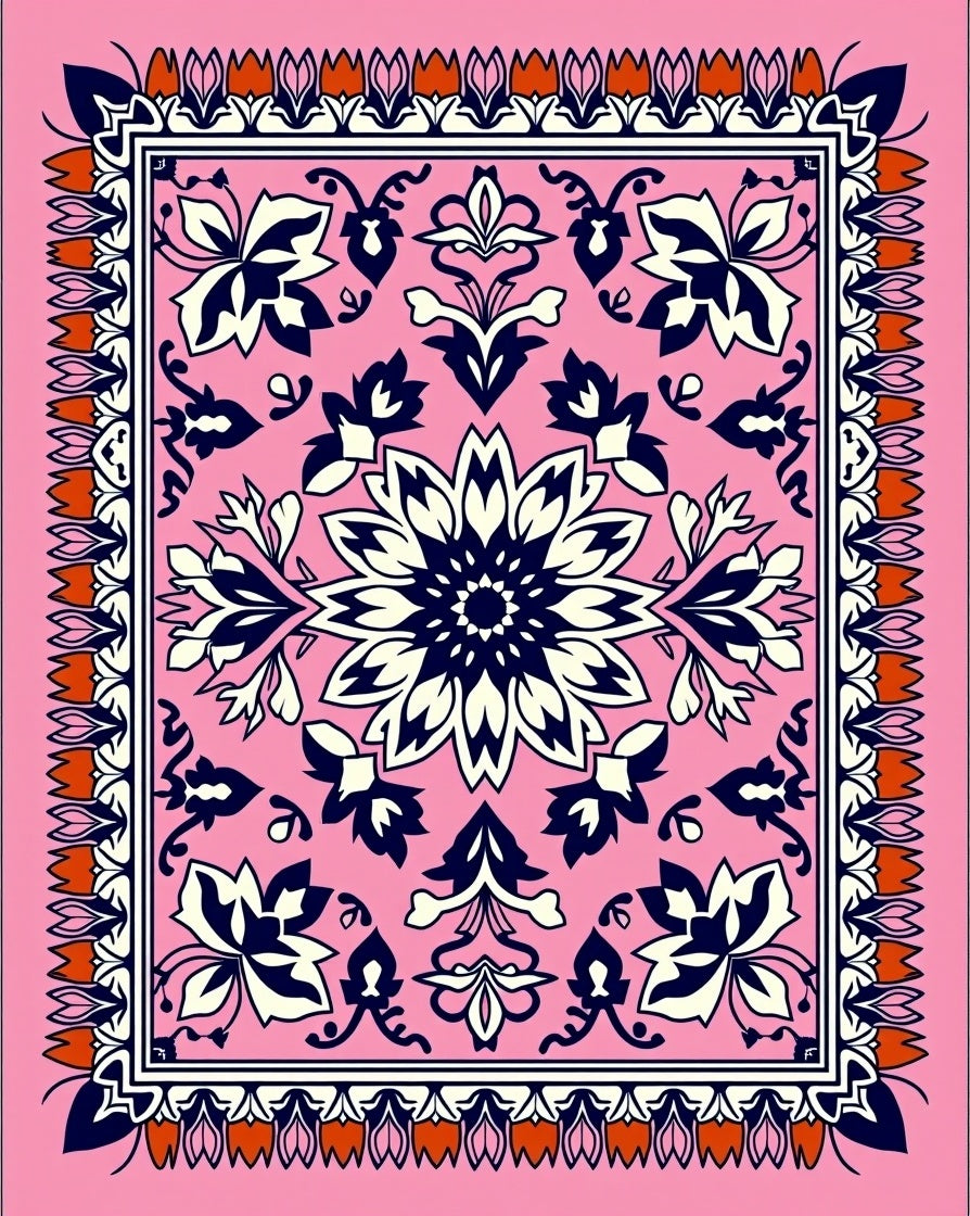 Vibrant Floral Mandala Pattern Rug