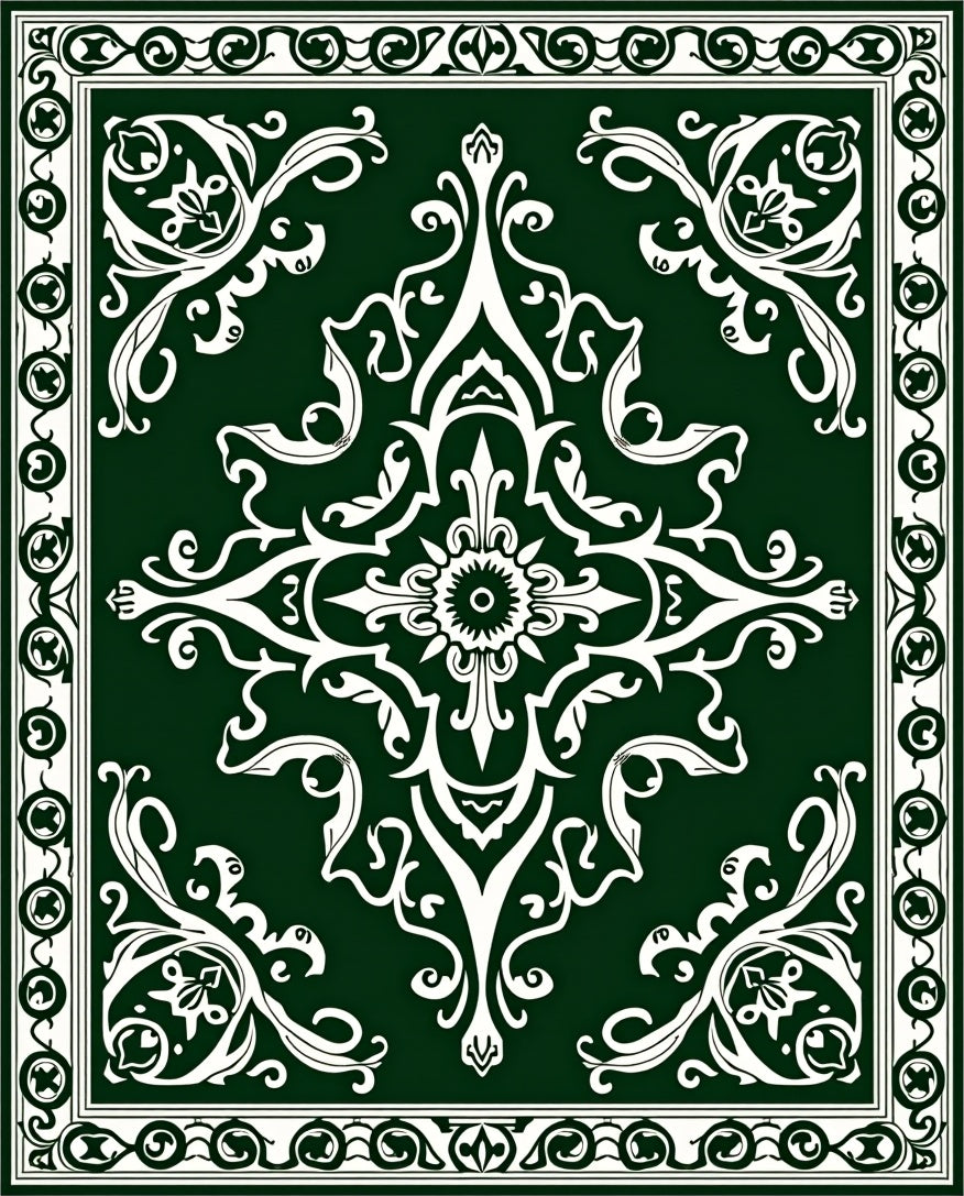 Classic Floral Scroll Medallion Pattern Rug