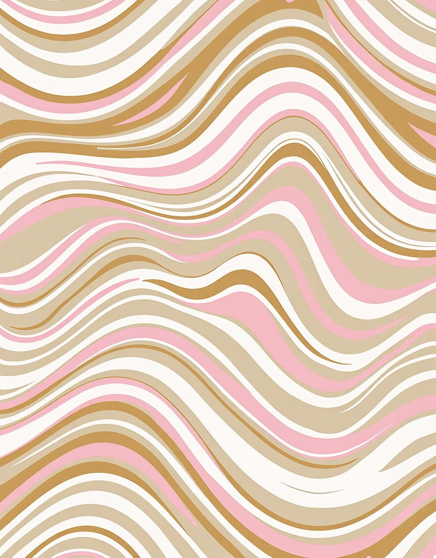 Soft Pink Gold Swirling Waves Rug