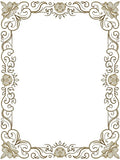 Ornate Golden Floral Swirl Border Rug