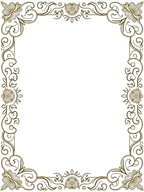 Ornate Golden Floral Swirl Border Rug