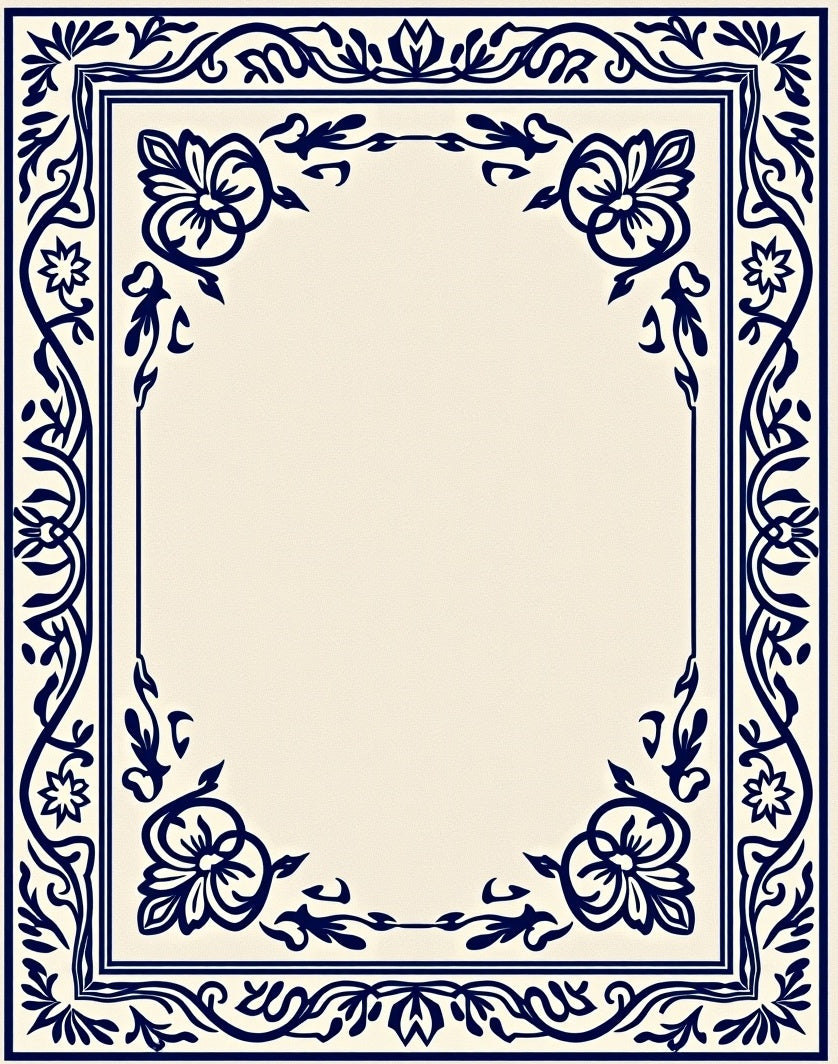 Classic Floral Border Design Rug