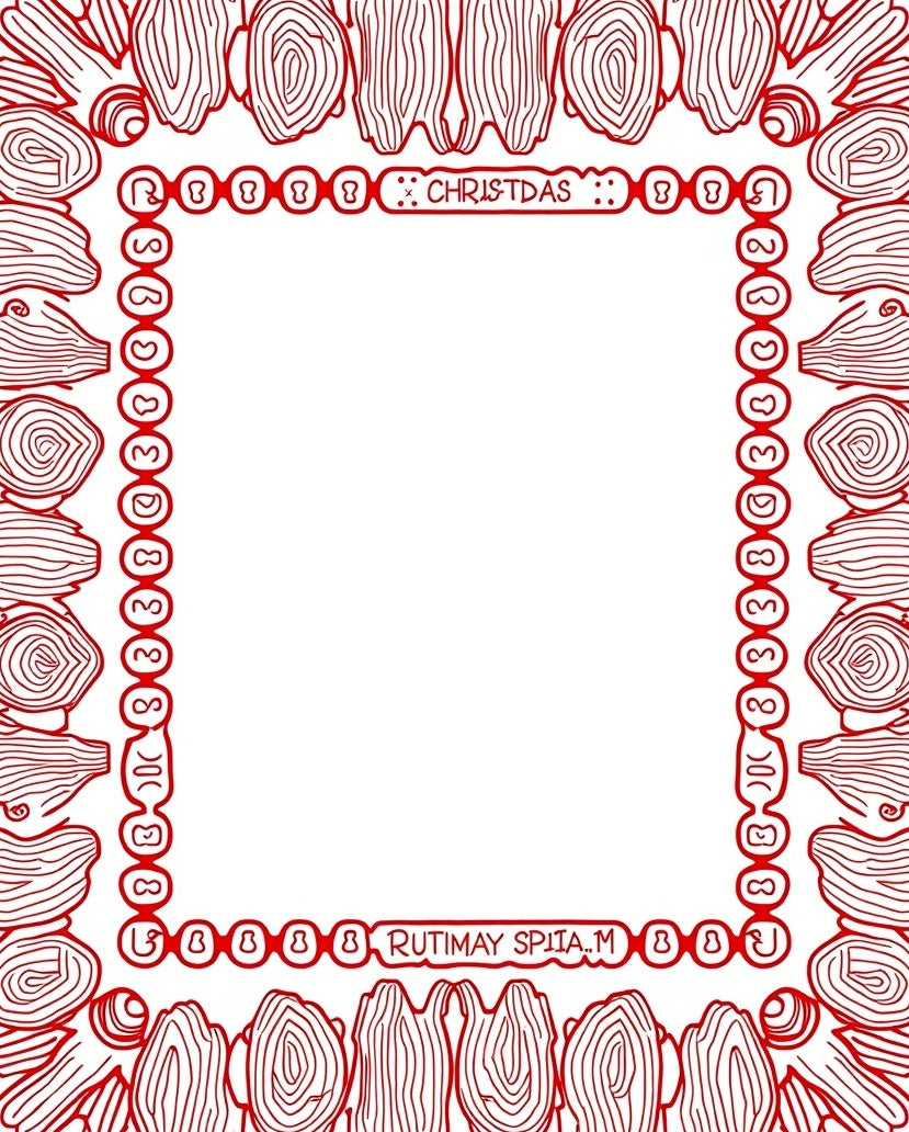Crimson Wood Grain Circle Border Rug