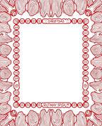Crimson Wood Grain Circle Border Rug