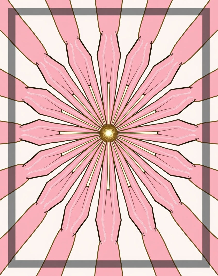 Pink Petal Sunburst Geometric Rug
