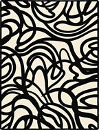 Abstract Swirls Black White Pattern Rug