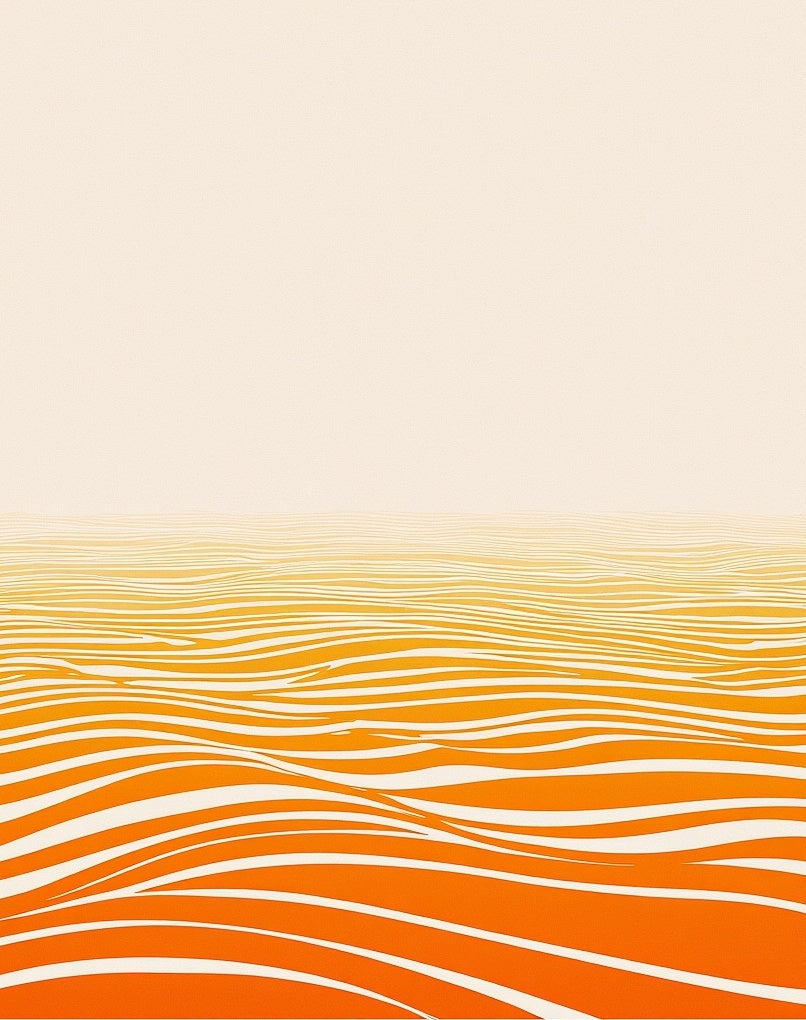 Orange And White Wavy Stripes Design Rug