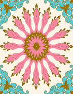 Pink Teal Floral Mandala Radiance Rug