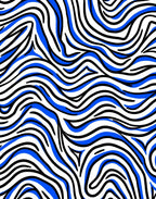 Bold Blue Black Wavy Stripes Rug