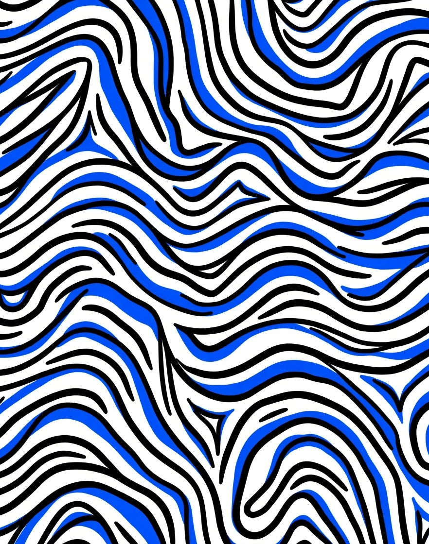 Bold Blue Black Wavy Stripes Rug