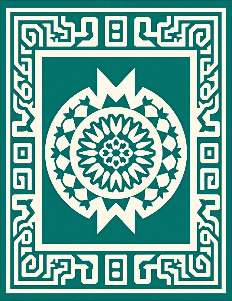 Ornate Pomegranate Geometric Pattern Rug