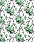 Green Watercolor Floral Pattern Rug
