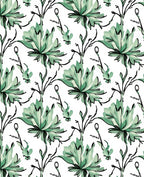 Green Watercolor Floral Pattern Rug