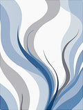 Abstract Blue Gray Flowing Waves Rug