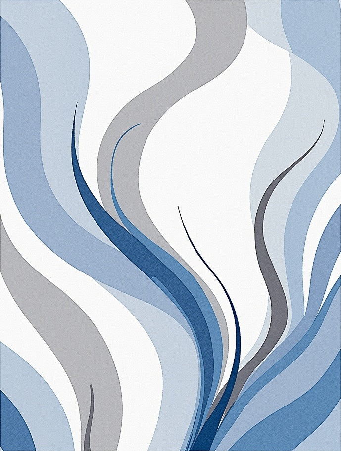 Abstract Blue Gray Flowing Waves Rug
