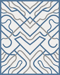 Abstract Blue Gray Interlocking Lines Rug