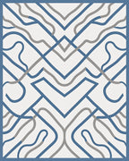 Abstract Blue Gray Interlocking Lines Rug
