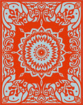Orange Mandala Folk Art Pattern Rug