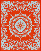 Orange Mandala Folk Art Pattern Rug