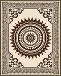 Ornate Mandala Round Border Design Rug