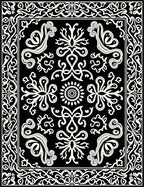 Ornate Scrollwork Floral Pattern Rug
