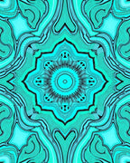 Mandala Style Swirling Aqua Pattern Rug