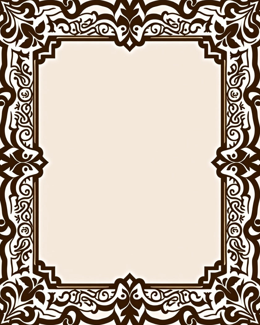 Traditional Ornate Swirls Border Design Rug