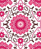 Bold Floral Pink White Medallion Design Rug