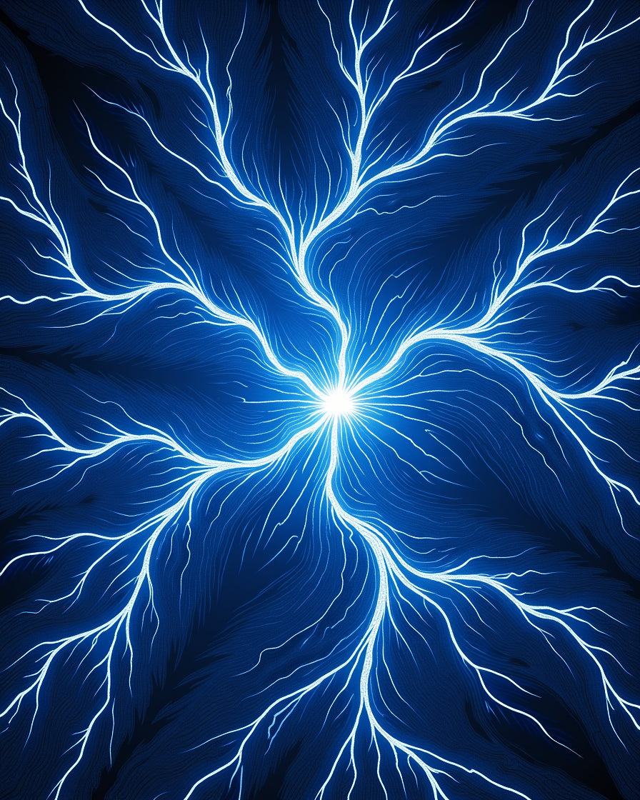 Electric Blue Branching Pattern Design Rug