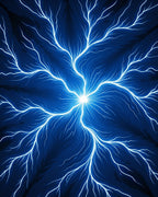 Electric Blue Branching Pattern Design Rug