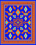 Vibrant Blue Orange Geometric Medallion Rug