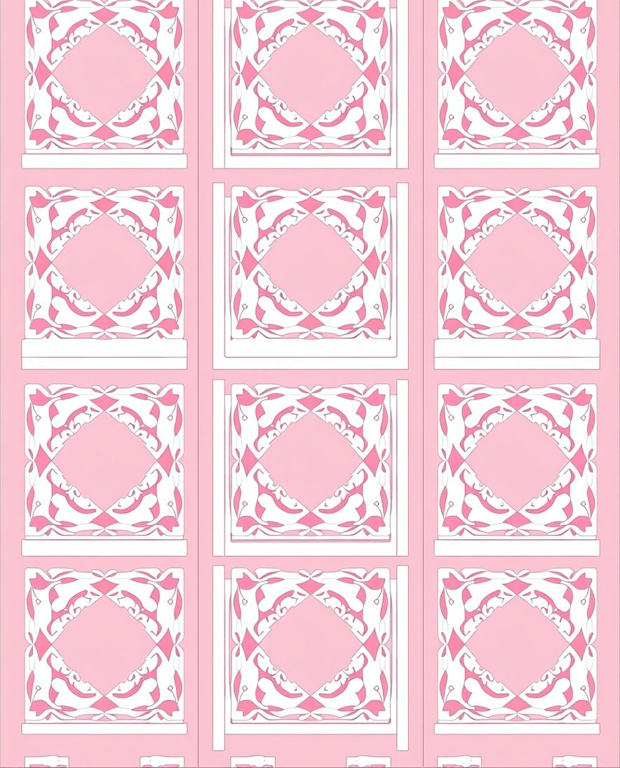Pink Lattice Organic Pattern Rug