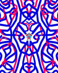 Abstract Interlocking Blue Red Lines Rug