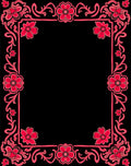 Red Floral Scrollwork Border Design Rug