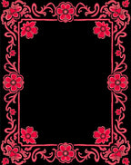 Red Floral Scrollwork Border Design Rug