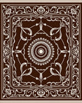 Dark Brown White Floral Mandala Rug