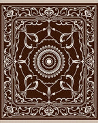 Dark Brown White Floral Mandala Rug