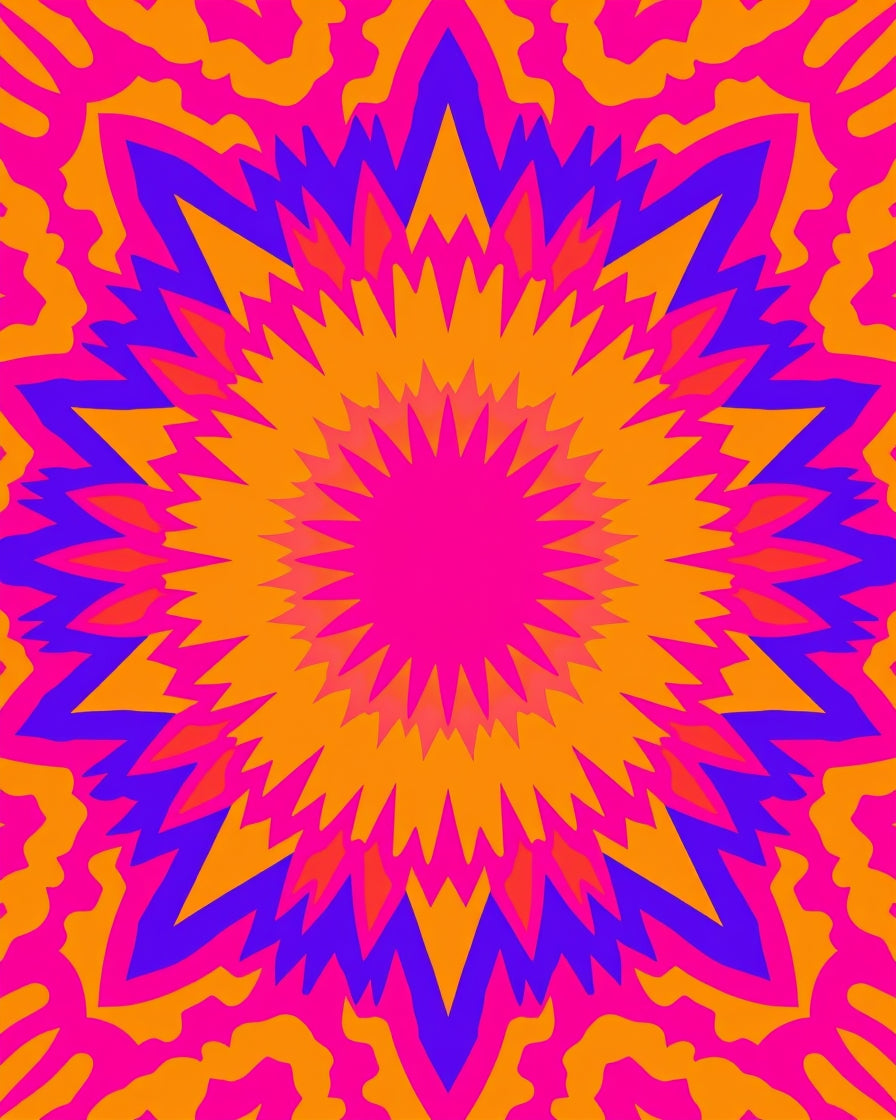Vibrant Psychedelic Starburst Geometric Pattern Rug