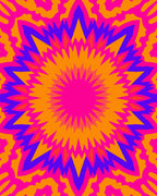 Vibrant Psychedelic Starburst Geometric Pattern Rug