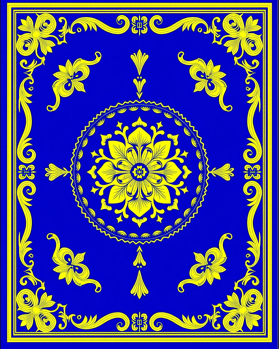 Opulent Floral Scroll Pattern Rug