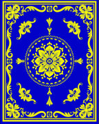 Opulent Floral Scroll Pattern Rug