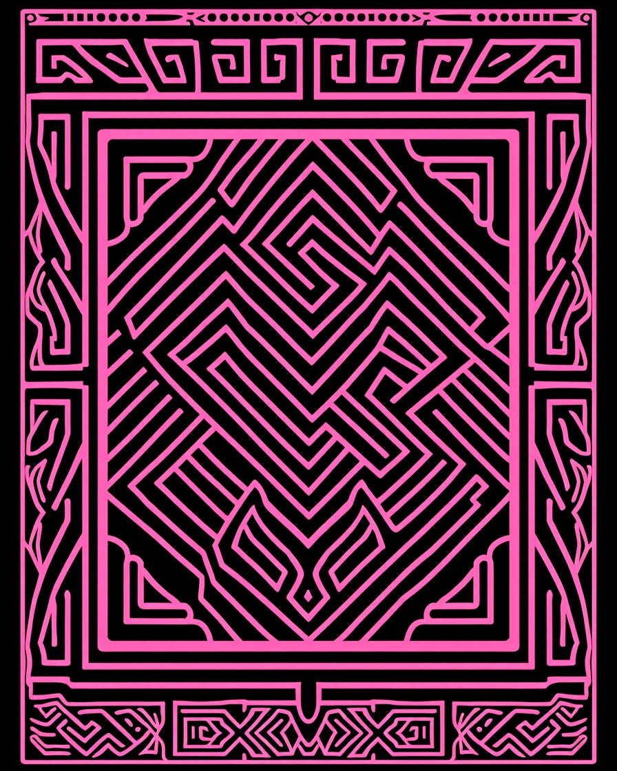 Vibrant Geometric Maze Pattern Rug