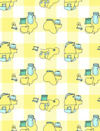 Cheery Yellow Gingham Creature Pattern Rug