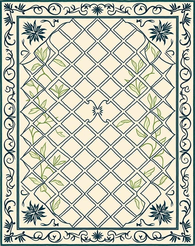 Botanical Garden Lattice Design Rug