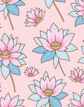 Pink Blue Floral Pattern Rug