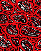 Bold Red Abstract Graphic Design Rug