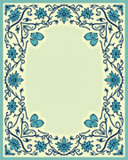 Vintage Blue Floral Scroll Work Rug