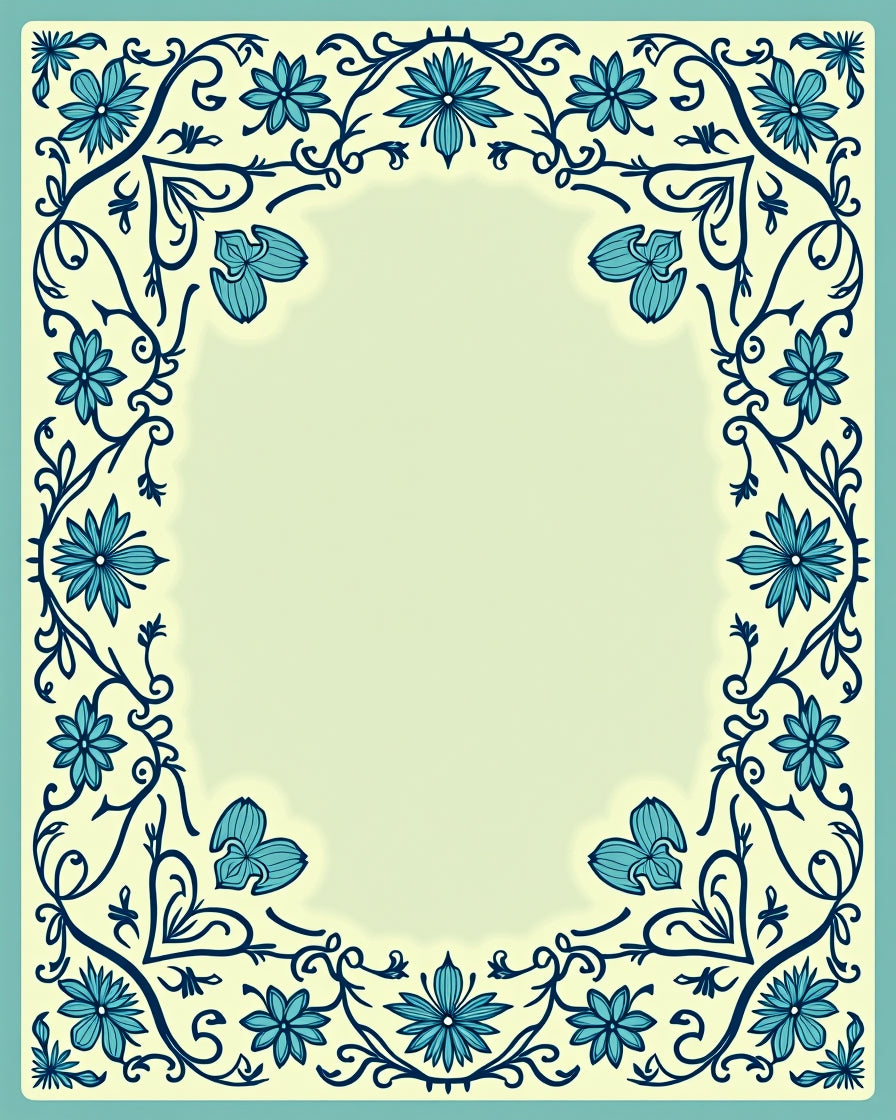 Vintage Blue Floral Scroll Work Rug
