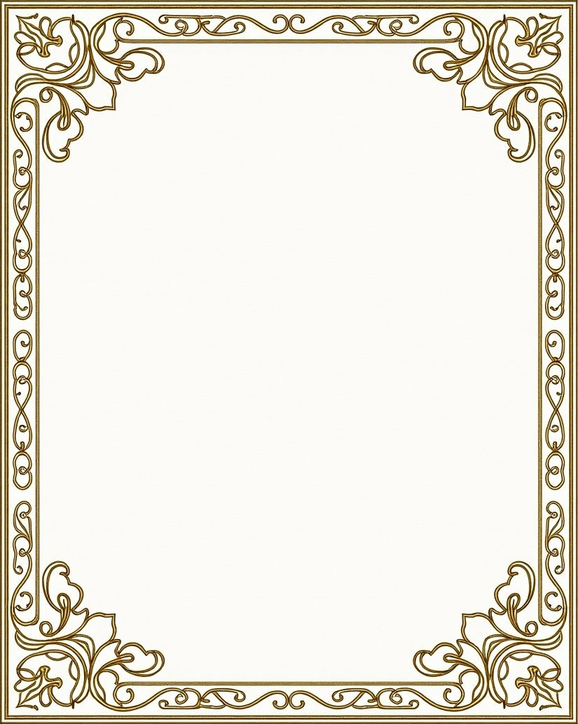 Ornate Gold Scrollwork Floral Design Rug