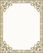 Ornate Gold Scrollwork Floral Design Rug